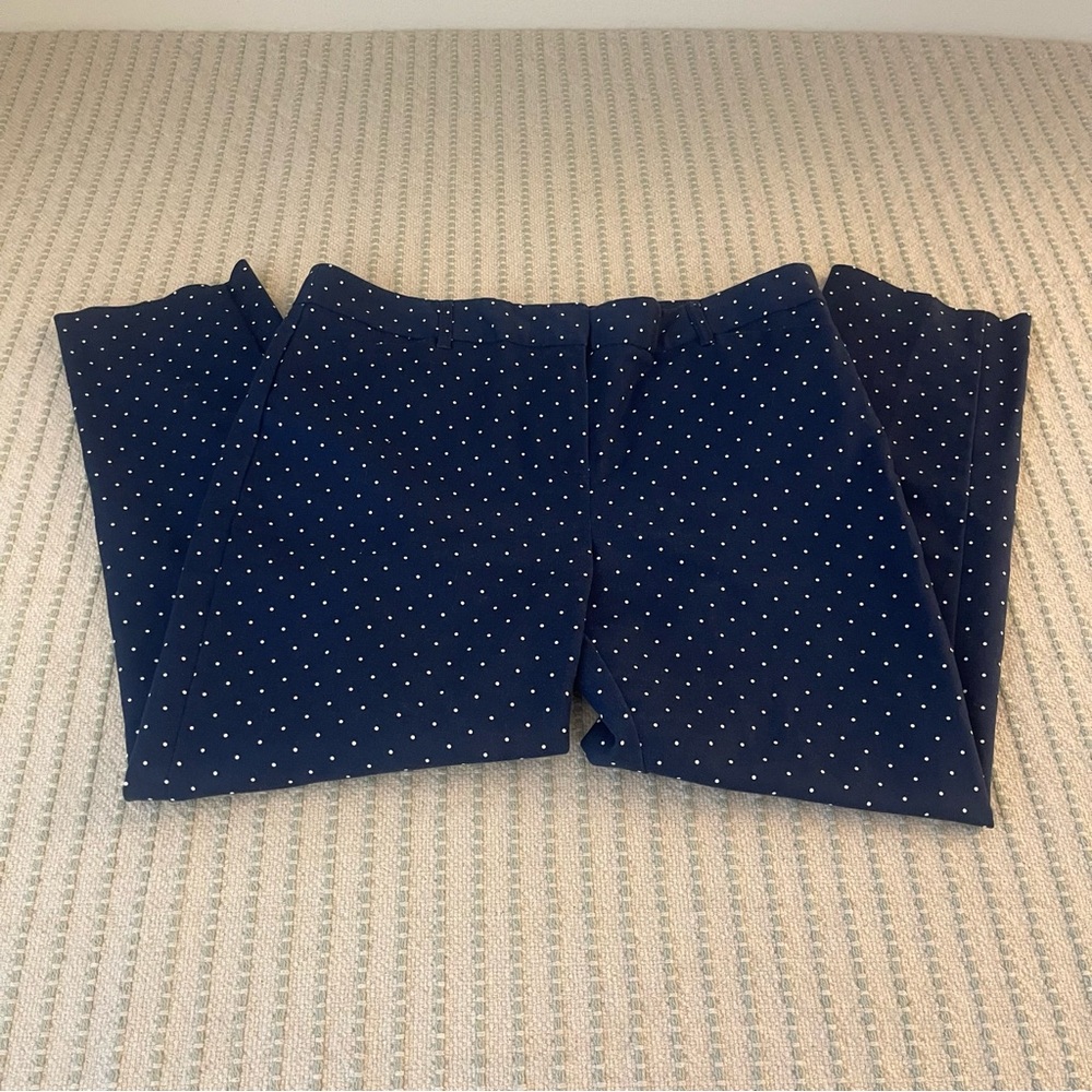 Liz Claiborne Navy and White Polka Dot Trousers - Pants - Size: 10